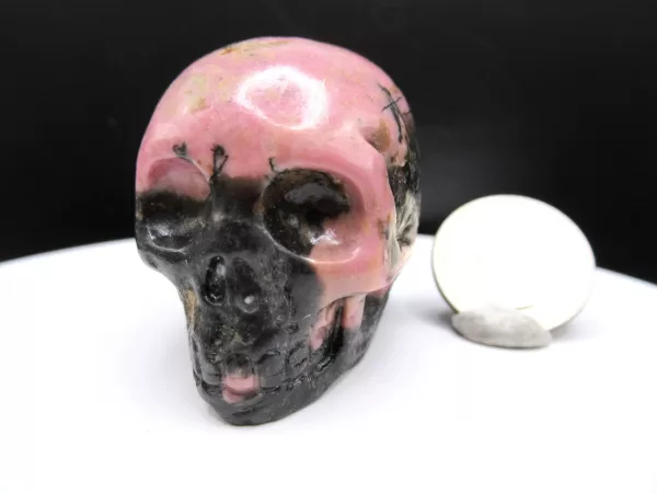 Polished Rhodonite Metaphysical Skull for Sale #3