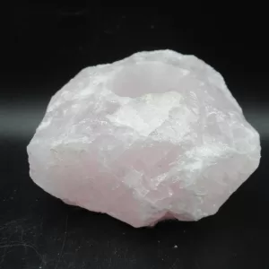 Natural Rose Quartz Mineral Candle Holder #2 For Sale