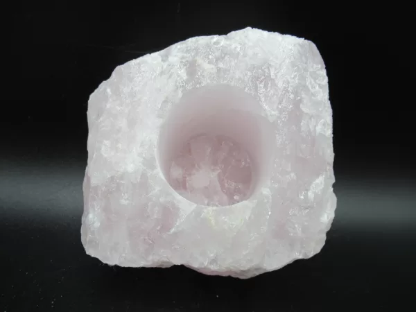 Natural Rose Quartz Mineral Candle Holder #2a For Sale