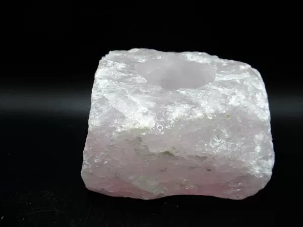 Natural Rose Quartz Mineral Candle Holder #3 For Sale