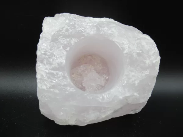 Natural Rose Quartz Mineral Candle Holder #3a For Sale