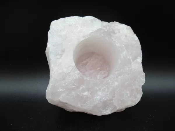 Natural Rose Quartz Mineral Candle Holder #4a For Sale