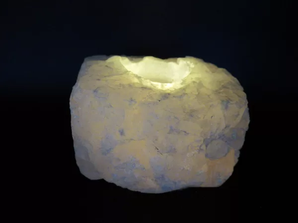 Natural Rose Quartz Mineral Candle Holder #4b For Sale