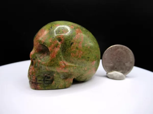 Polished Unakite Metaphysical Skull for Sale #2