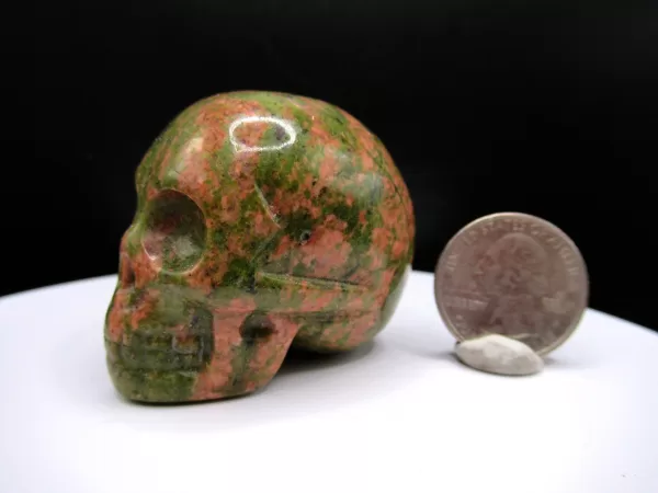 Polished Unakite Metaphysical Skull for Sale #3