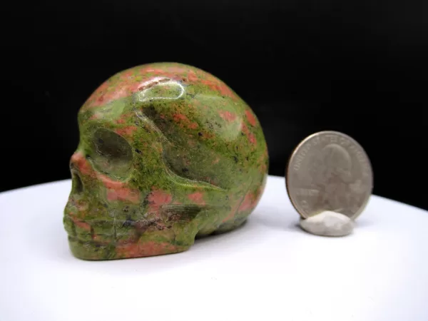 Polished Unakite Metaphysical Skull for Sale #4