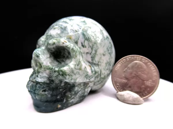 Polished Marine Agate Metaphysical Skull for Sale #1