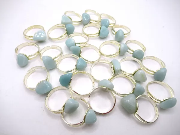 Genuine Amazonite Mineral Rings - Adjustable For Sale