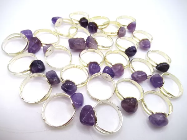 Genuine Amethyst Mineral Rings - Adjustable For Sale