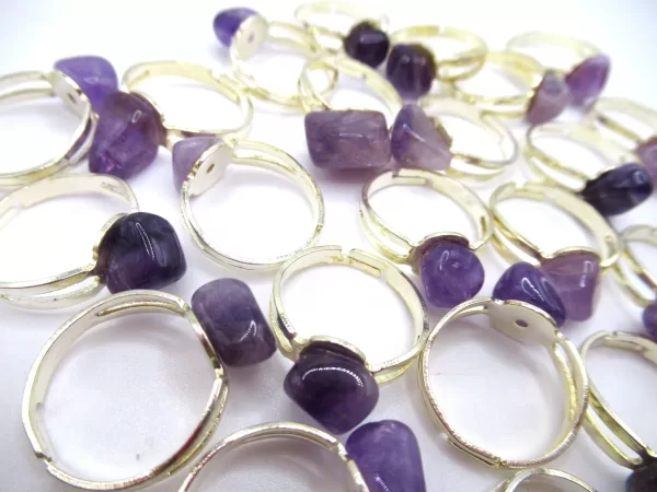 Genuine Amethyst Mineral Rings - Adjustable a For Sale