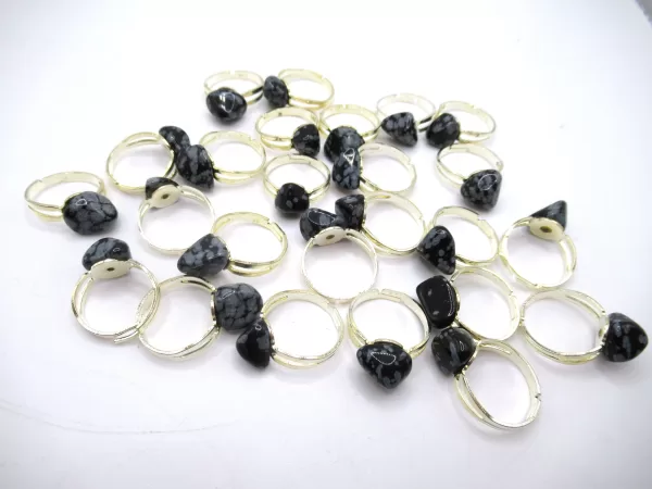 Snowflake Obsidian Mineral Ring | Adjust