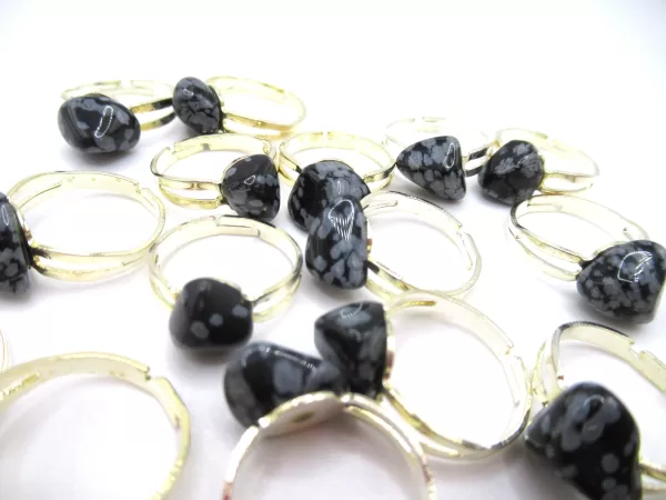 Snowflake Obsidian Mineral Ring | Adjust - Image 2