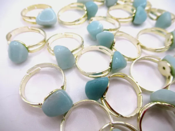 Genuine Amazonite Mineral Rings - Adjustable a For Sale