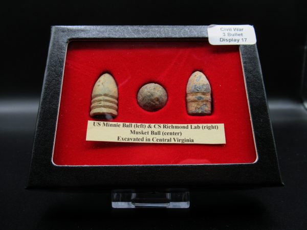 Genuine Civil War 3 Bullet Display for Sale from Virginia #17