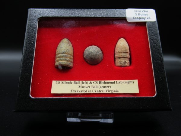 Genuine Civil War 3 Bullet Display for Sale from Virginia #23