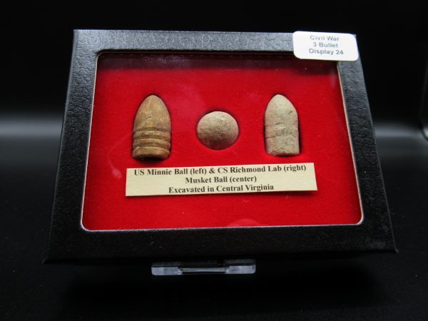 Genuine Civil War 3 Bullet Display for Sale from Virginia #24