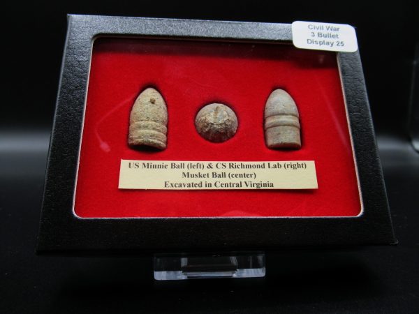 Genuine Civil War 3 Bullet Display for Sale from Virginia #25