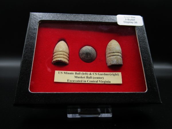 Genuine Civil War 3 Bullet Display for Sale from Virginia #26