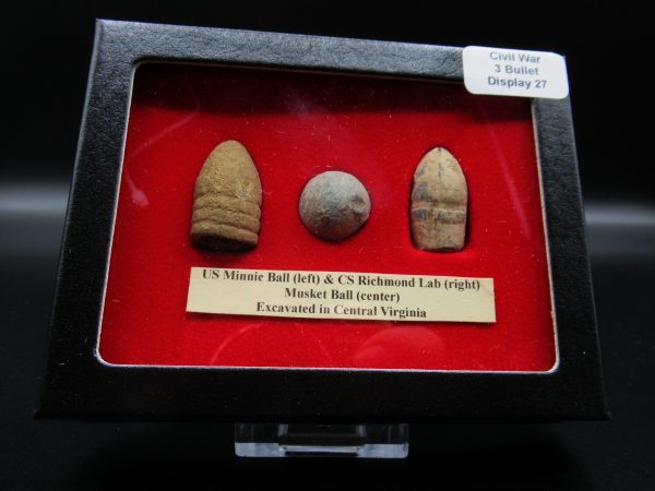 Genuine Civil War 3 Bullet Display for Sale from Virginia #27