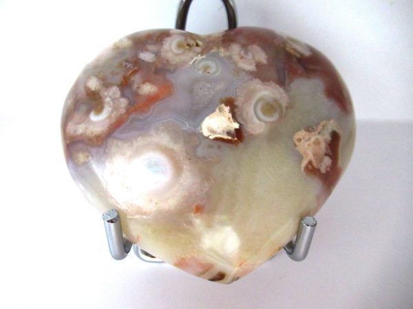 General Flower Agate Polished Mineral Heart For Sale #1