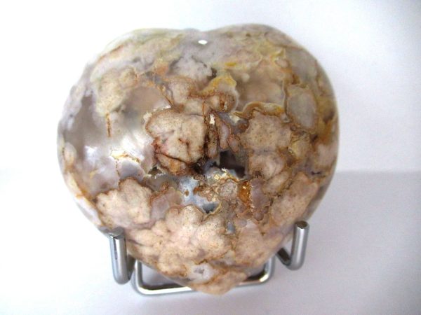 General Flower Agate Polished Mineral Heart For Sale #2