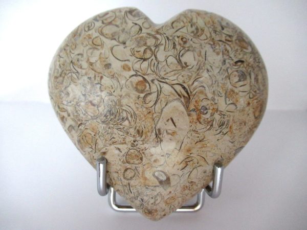 General Fossil Hash Polished Mineral Heart For Sale #1a