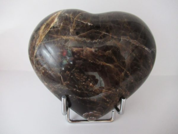 General Black Moonstone Polished Mineral Heart For Sale #1