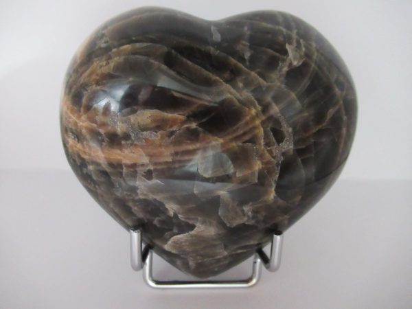 General Black Moonstone Polished Mineral Heart For Sale #2a