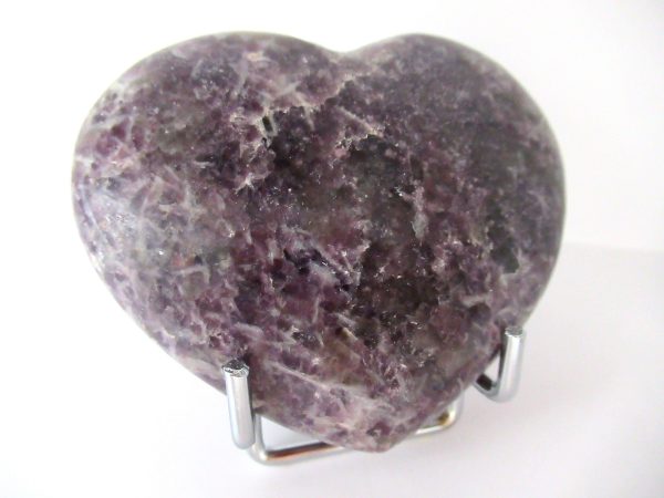 General Lepidolite Polished Mineral Heart For Sale #1a