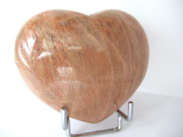 General Peach Moonstone Polished Mineral Heart For Sale #1