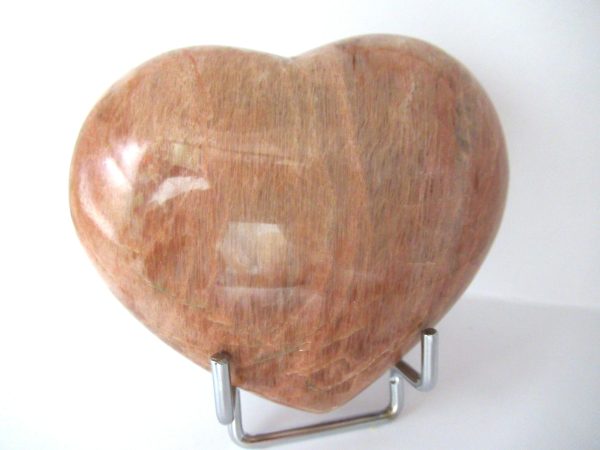 General Peach Moonstone Polished Mineral Heart For Sale #1a