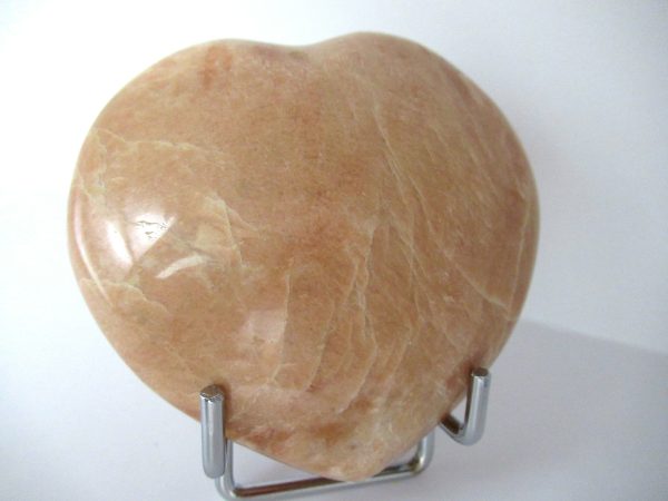 General Peach Moonstone Polished Mineral Heart For Sale #2