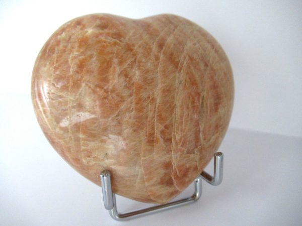 General Peach Moonstone Polished Mineral Heart For Sale #2a