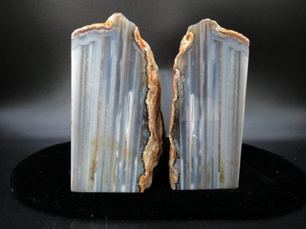 Genuine Brazil Agate Polished Bookend Set For Sale #21b