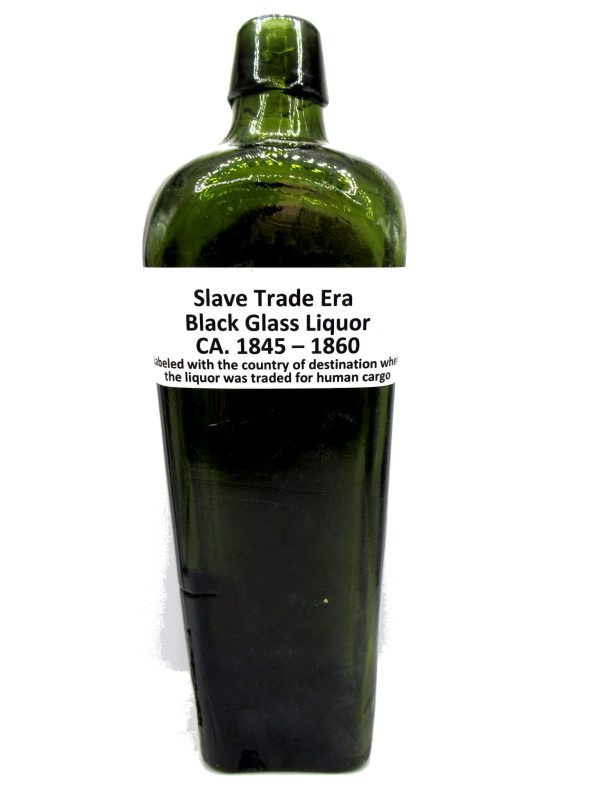 Genuine Slave Trade Era Black Glass Gin Bottle for Sale #4a