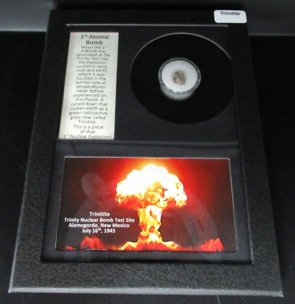 Genuine Trinitite Atomic Bomb Glass in Frame for Sale from New Mexico