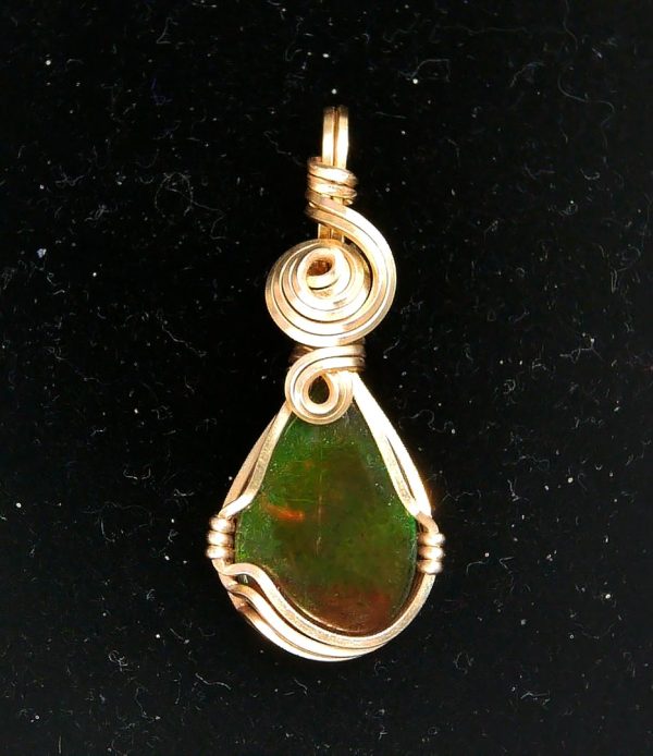 Gem Ammolite Pendant 14k Gold Wire Wrapped 4 | Fossils for Sale