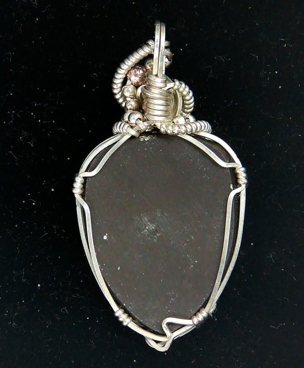 Gem Ammolite Pendant Argentium Silver Wire Wrapped 3c | Fossils for Sale