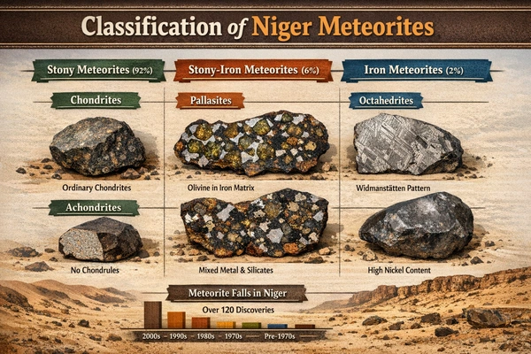 Classification_of_Niger_Meteorites_600x400 | Fossils for Sale Buy Meteorites - Meteorites for Sale