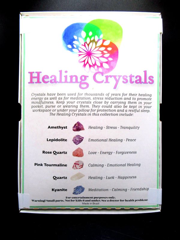 Healing Crystals Metaphysical Collection Box Reverse | Fossils for Sale