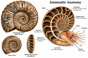 Ammonite Anatomy and Shell Views | Fossils for Sale Ammonite Anatomy